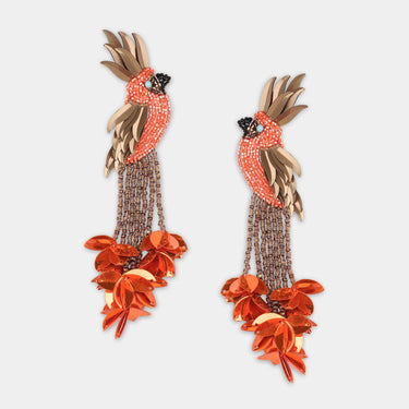 Bird of Paradise Earrings - Orange