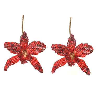 Orquídea Roja Earrings