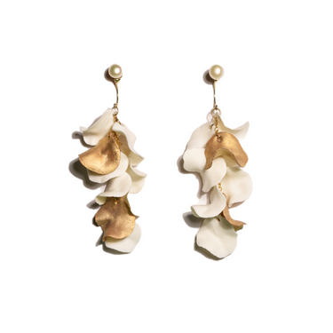 Aurea Bloom earrings (S)- White/Matt Gold